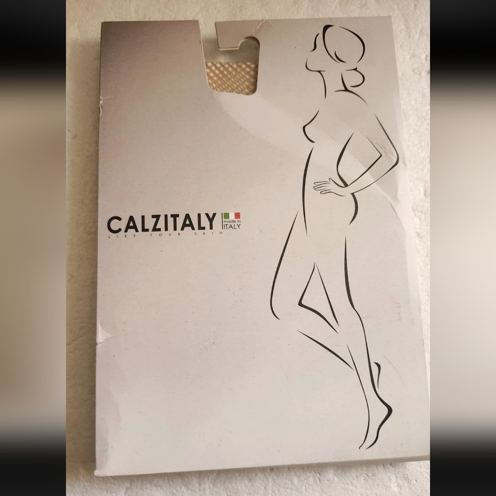 CALZITALY Skin Tone Fishnet Stockings CURVY PLUS SIZE TIGHTS Hose Sz XXL Italy